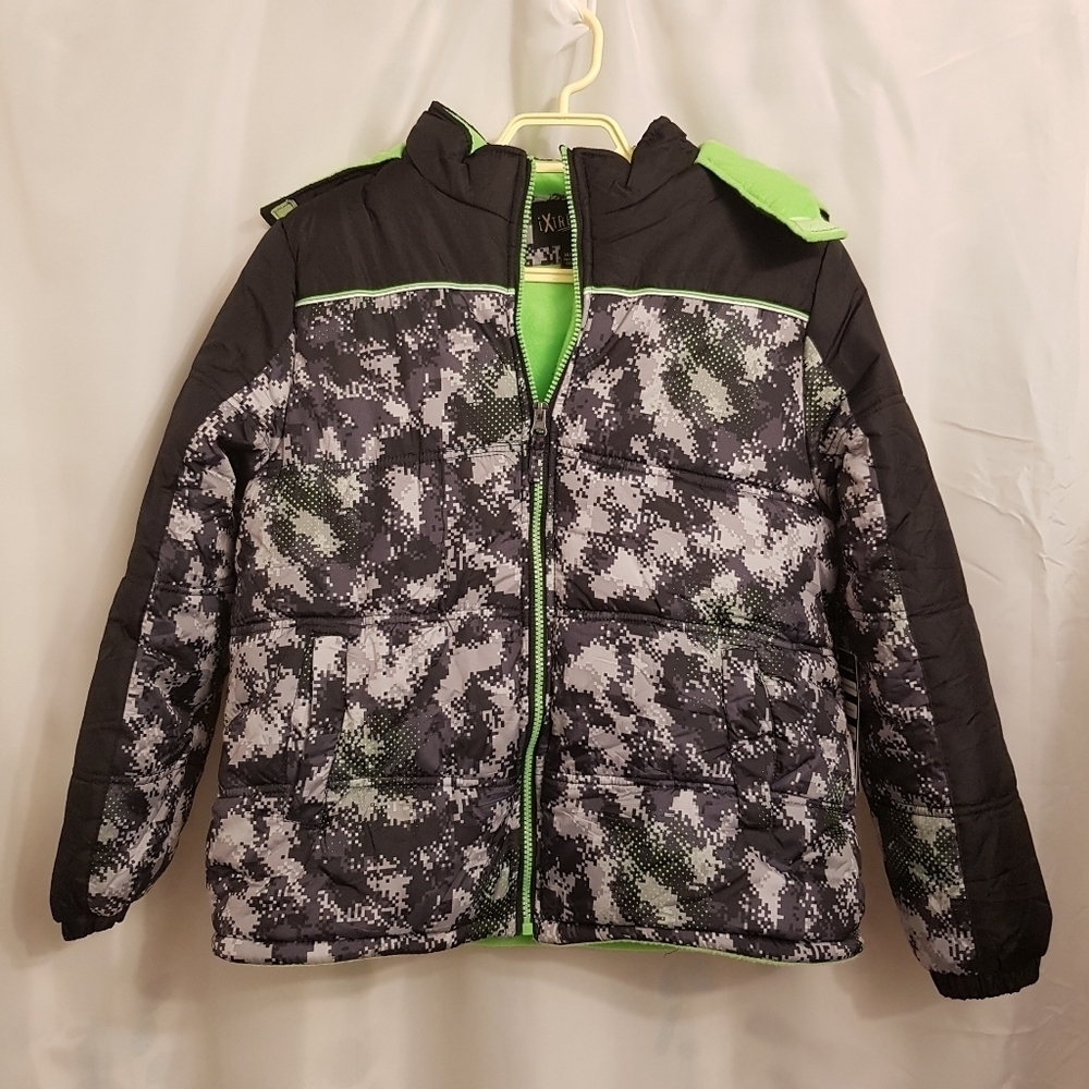 iXtreme boys size 14-16 winter jacket black gray & lime NWT
